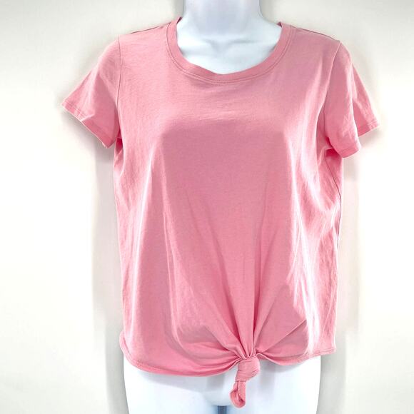 MADEWELL Pink Knotted Front Cropped Short Sleeve T-Shirt Top XXS - Picture 4 of 12